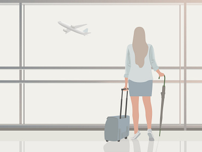 Take a look into the dream airplane airport creativity dream girl illustration illustration svov travel