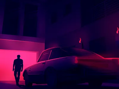 Illustration Retro Colors Car House Night animation branding business logo design colors design illustration logo logo design logodesign logotype night retro ux