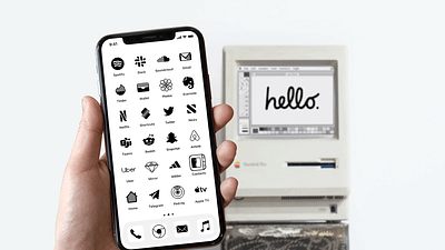 iOS (Old school) apple blackandwhite cool homescreen icons iconset ios14 ios14homescreen iphone old school pixel pixelart pixels retro theme uidesign uxdesign