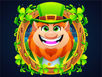 Happy St. Patrick's day badge logo character character design clover cute design digital art dribbbleweeklywarmup game art gold green icon illustration illustrator leprechaun logo lucky charms st patricks day vector vector illustration