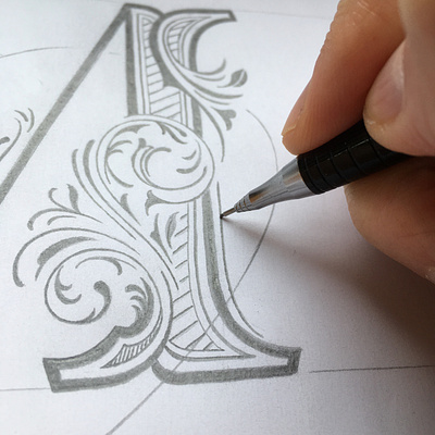 Detail flourishes lettering sketch