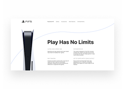 PlayStation 5 main page redesign concept clean design flat minimalism playstation5 ui ux webdesign