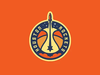 Houston Rockets, Alt badge ball basketball houston htx launch logo moon nasa nba planet rebrand rocket rockets roundel smoke space star stars texas