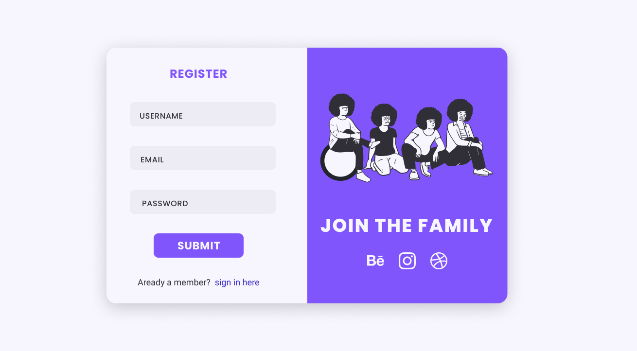 Example of Register Form UI