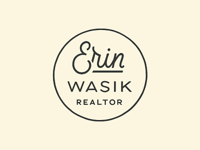 Erin Wasik Realtor Logo circle logo clean logo cream feminine grey hand drawn hand lettered logo hand lettering lettering logo logo design logo designer logotype monoline script realtor realty script logo simple logo type lockup typography
