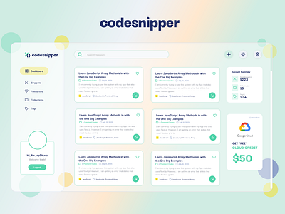 CodeSnipper - Dashboard glassmorphism landingpage ui ux web webdesign website website design