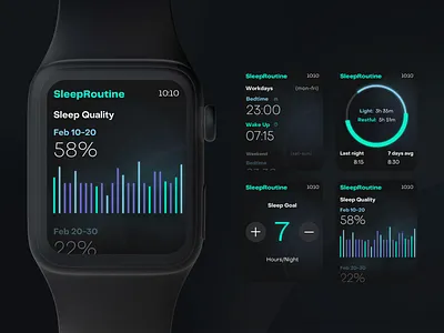 SleepRoutine - Apple Watch App app apple apple watch design minimal mobile product sleep sleep tracker smartwatch ui ux watch