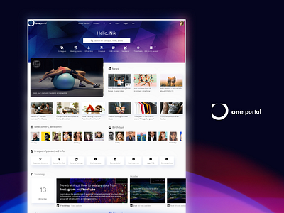 One portal main screen corporate website dashboard dentsu design ecosystem employee employee expirience figma product design real project russia services ux web platform widget