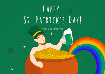 Happy St. Patrick’s Day! beer funny gold green green beer happy holiday illustration leprechaun lucky procreate rainbow