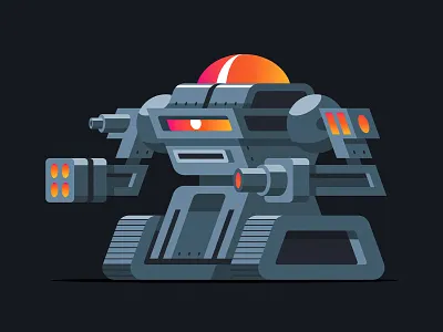 PS Bot cannon cyborg cyclops illustration illustrator robot robotics robots tank vector