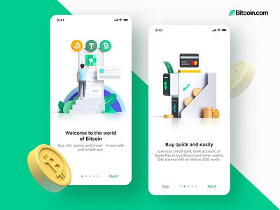 Bitcoin app onboarding 3d 3d art 3d illustration app appstore bitcoin branding c4d design illustration octane onboarding ui ux