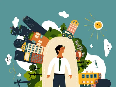 Future Cities – Siemens blue character cities colorful colorlove flat illustration future happy illustration illustrationoftheday naive nature people siemens sustainability vector vector illustration