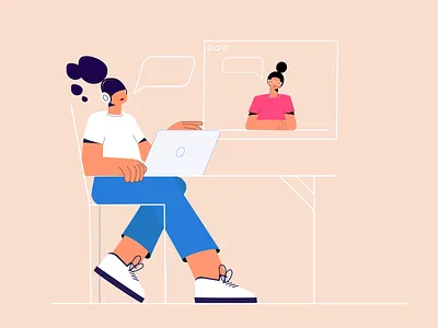 A Zoom Call call character characters conference meeting online meeting talk video video call zoom call zoom in