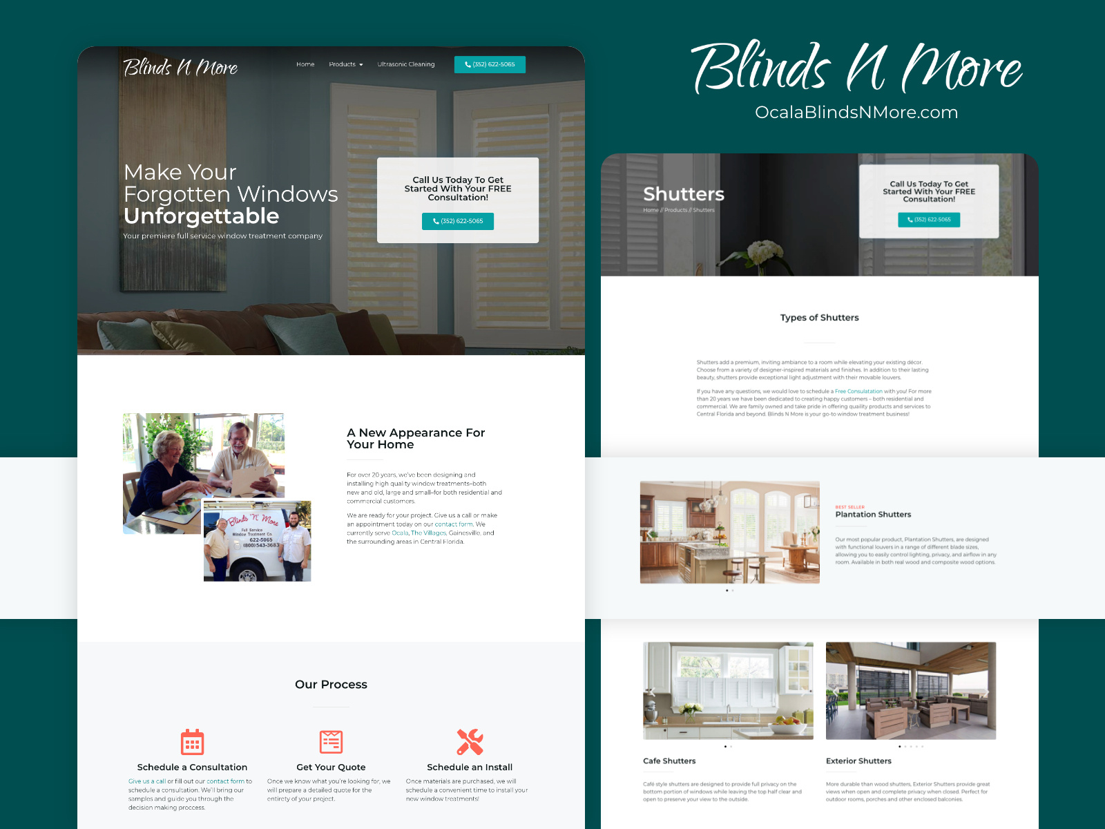Example of Blinds n More Website Design