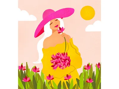 IMG 1831a bloom drawing flowers girly illustration procreate spring springflowers sunhat texture tulip tulips