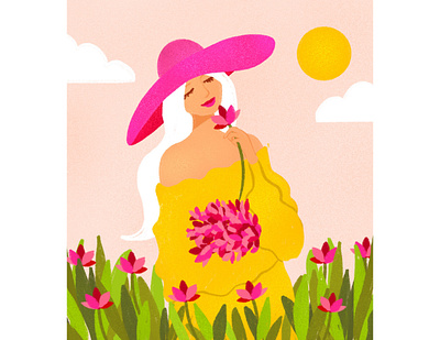 IMG 1831a bloom drawing flowers girly illustration procreate spring springflowers sunhat texture tulip tulips
