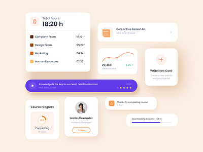 UI Elements app ui dashboard dashboardui design illustration inspiration social tasks timer ui ui cards uidesign uielements