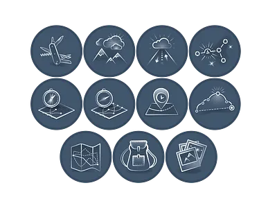 Journey Icons abstract compass identity illustration journey map swiss army knife travel