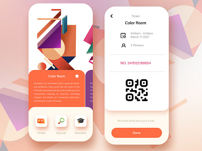 Art Gallery Tickets app app design illustration iphone procreate ui