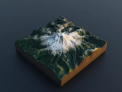 Mount Rainier 3d blender google maps heightmap location map real world terrain