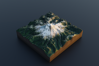 Mount Rainier 3d blender google maps heightmap location map real world terrain