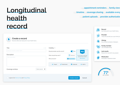 Longitudinal health record (EHR) app component control data dataviz design dropdown form health health app input interface layout modal portal ui uidesign uiux ux website