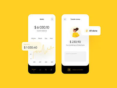 Banking app app banking app clean ui concept ios ui yellow