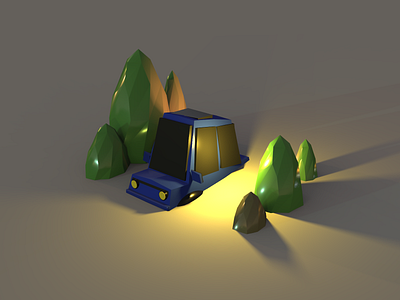 Sunken place 3d car light outdoor trees vectary vectary 3d