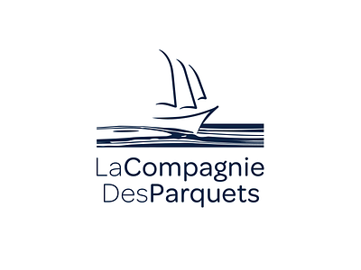 La Compagnie Des Parquets blue boat grain idea image logo mark sail sea ship type waves wood