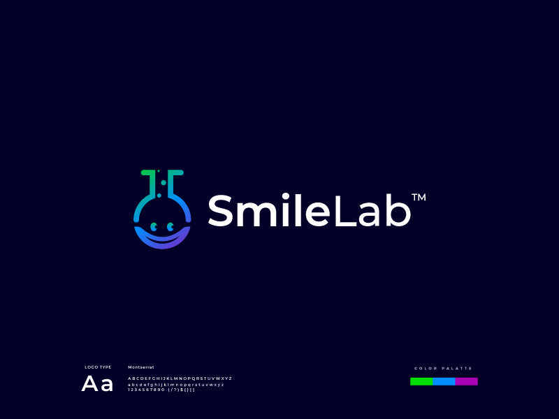 SmileLab Logo Design Branding. Lab logo. brand identity branding design gradient logo lab logo logo modern logo science logo smile logo