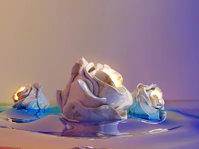 Cry a River 3d flower gold leaf marble nature ocean river rose water