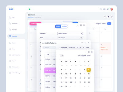 Dashboard Calendar Design admin panel application appointment booking calendar dashboad design doctor doctor app doctor appointment health app medical medical care patient schedule uidesign user experience userinterface web web application design