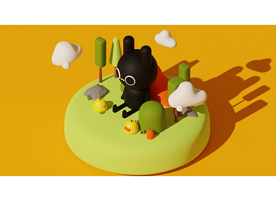 Bunny-kun and the chicks ! 3d blender3d illustration render