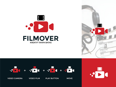 FILMOVER LOGO app branding design film flat icon illustration logo modern modern logo design video