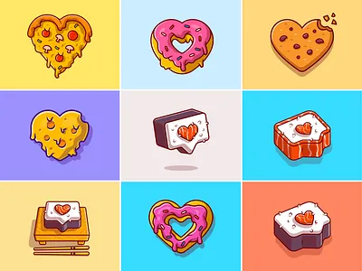Food love🍕🍪🍩 cheese cookies chocochip chocolate cookies cute cute food donuts fast food food food illustration food love icon illustration japan logo meal pizza snack sushi unique food