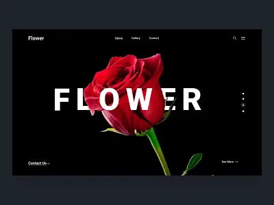Flower Hero Header black black and white black website clean clean ui flower flower shop grapgic design header home landing minimal popular ui uiux ux web webflix website white