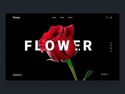 Flower Hero Header black black and white black website clean clean ui flower flower shop grapgic design header home landing minimal popular ui uiux ux web webflix website white