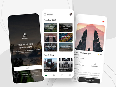 Photo Location Sharing App app design application bali brand design mobile app design photographer photography ui design uiux uiuxdesign unsplash uxdesign