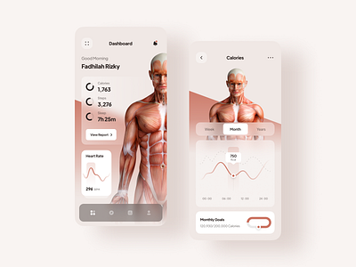 Heacker - Health Tracker App 🏃 analytics app calories clean health healthy medical minimal minimalist mobile monitor monitoring monitoring dashboard simple tracker tracking ui ux