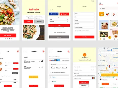 Food delivery app theme high fidelity ui design ux design wireframe
