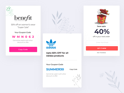 Coupons app design minimal ui ux web