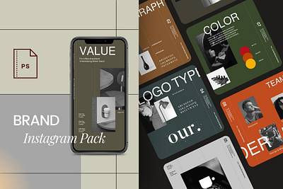 Brand Guidelines Instagram Pack design instagram post instagram stories post social media design template