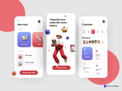 Task Managing App app design branding design figma illustration minimalist penonpaper red ui ui design ui ux ux uxdesign vector