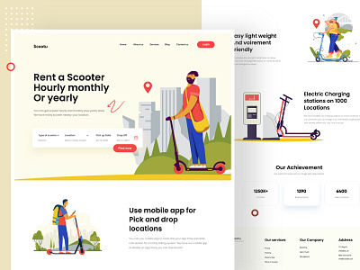 Scooter Landing Page Design agency clean design digital illustration landing landing page design landingpage minimal project typography ui uiux ux web web design webdesign website website design websitedesign