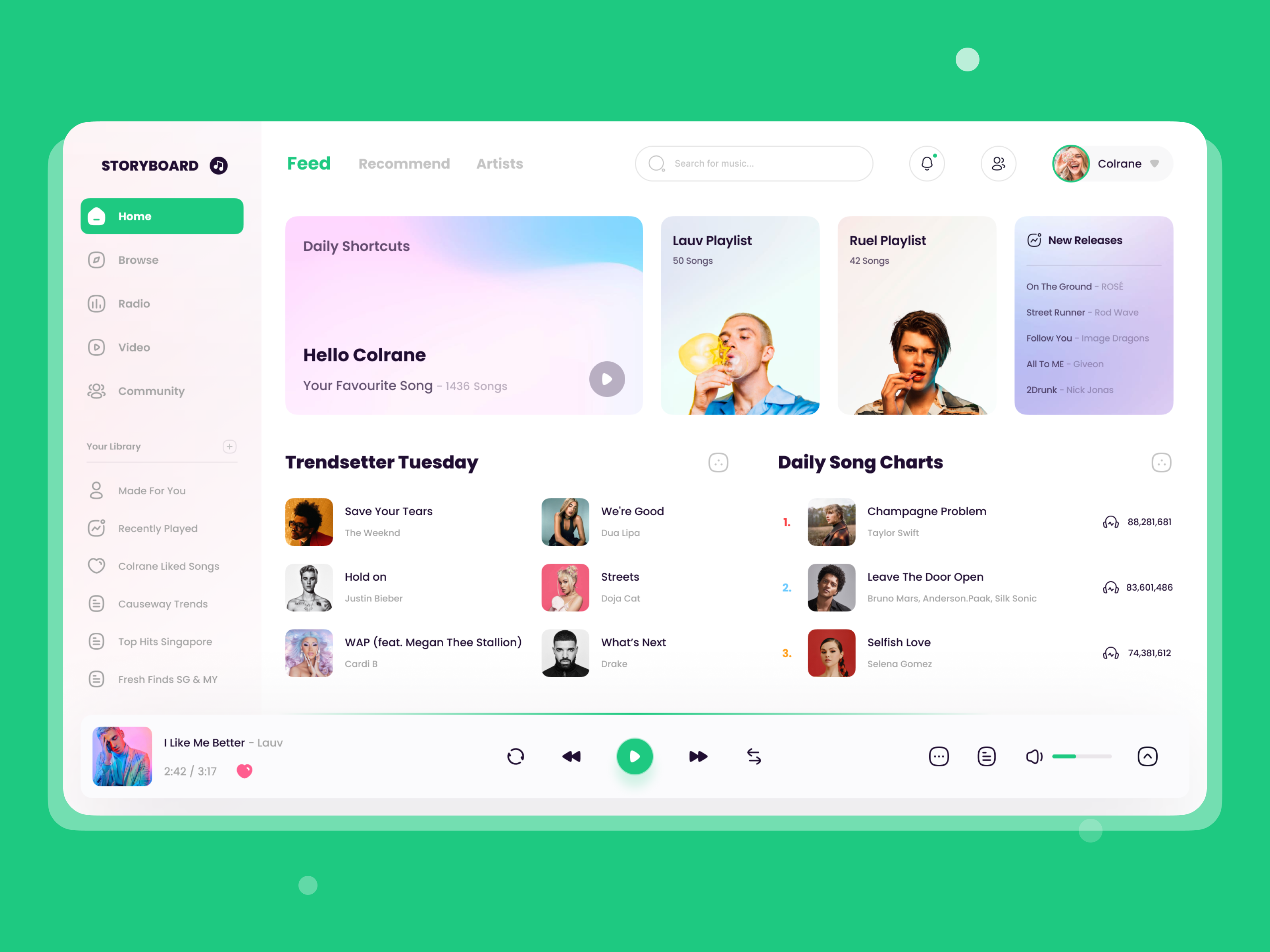 Example of StoryBoard Dashboard App Design