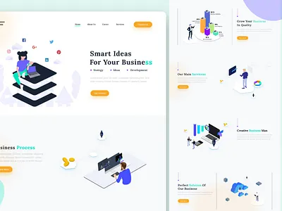 business landing page agency business business agency creative creative design design digital marketing home page illustration landingpage marketing minimal service landing page socialmedia ui ui website template ux web webdesign website