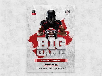 Big Game Football Flyer Template american football flyer design template flyer template football game game day poster design psd flyer psd flyer template rugby