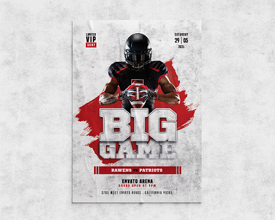 Big Game Football Flyer Template american football flyer design template flyer template football game game day poster design psd flyer psd flyer template rugby