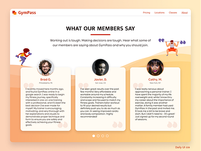 Daily UI 039 - Testimonials daily ui dailyui dailyuichallenge gym testimonials