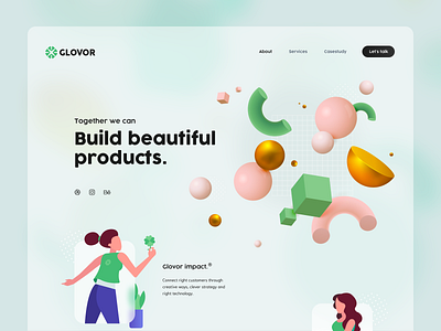 Glovor creative website landing page agency website branding clean ui landing page logo skeuomorphism ui ui design ux ux design webdesign website